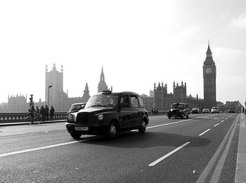 Tpico taxi negro de Londres (Black Cabs)