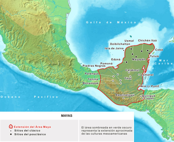 Mapa de la extensin de la cultura Maya