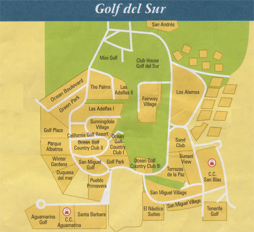 Plano del complejo hotelero Golf del Sur (Sur de Tenerife)